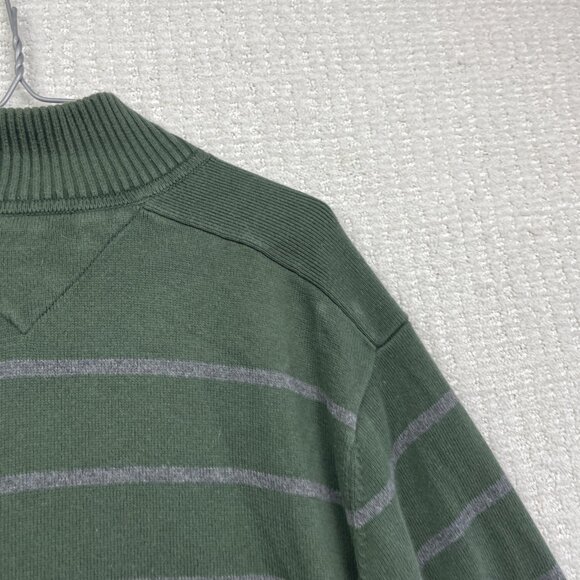 Tommy Hilfiger Men's Full Zip Sweater Jacket Size XL Forest Green Striped Casual - Picture 13 of 14